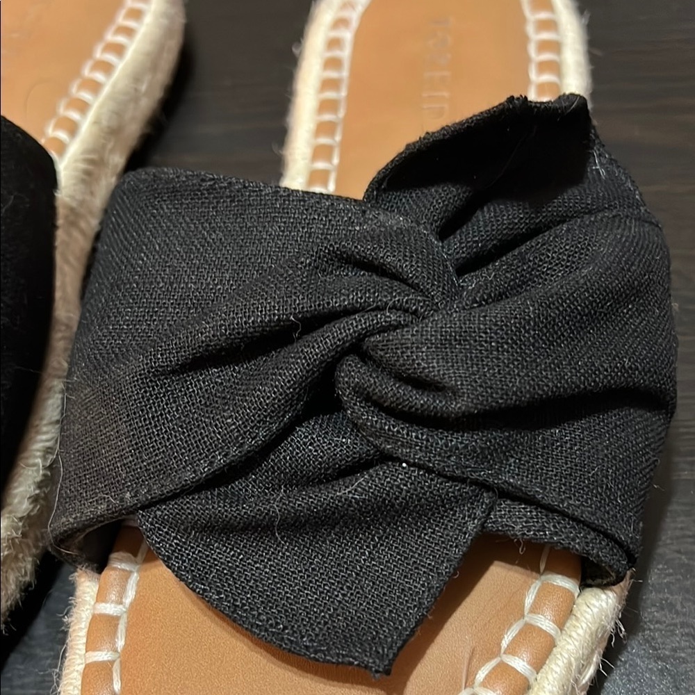 Women's Black Espadrille Slides - Picture 2 of 4